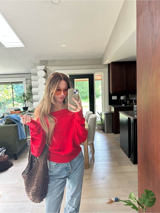 Garage Sweaters - Garage Red Off-the-Shoulder Sweater - Best Offer**